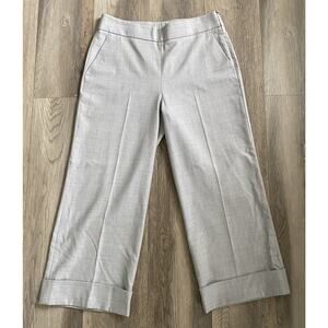 Amina Rubinacci Gray Wool Crop Cuff Trousers Size 44 IT/8 US Quiet Luxury Italy